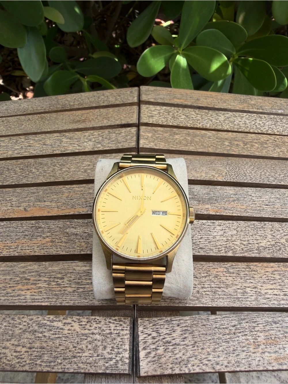 Nixon Sentry Gold Tone Day Date Watch